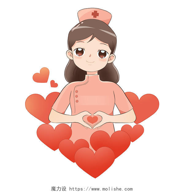 卡通护士爱心围绕主题插画元素世界红十字日